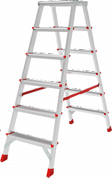 Профессиональная двухсторонняя анодированная стремянка с площадкой 350×260 мм NV3121А артикул 3121206A