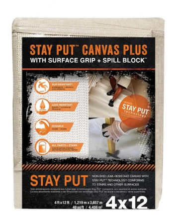 Укрывной защитный холщовый материал для защиты при малярных работах Stay Put Canvas Plus 1,22 м х 3,66 м